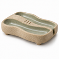 Porte-savon Double Canal en grès – 14 cm