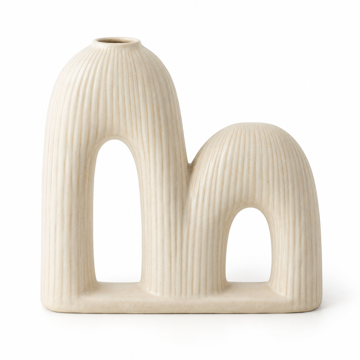 Vase décoratif Duo-Pont en céramique ivoire – 22 cm