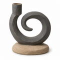 Bougeoir Spirale Décalée en grès – 15 cm