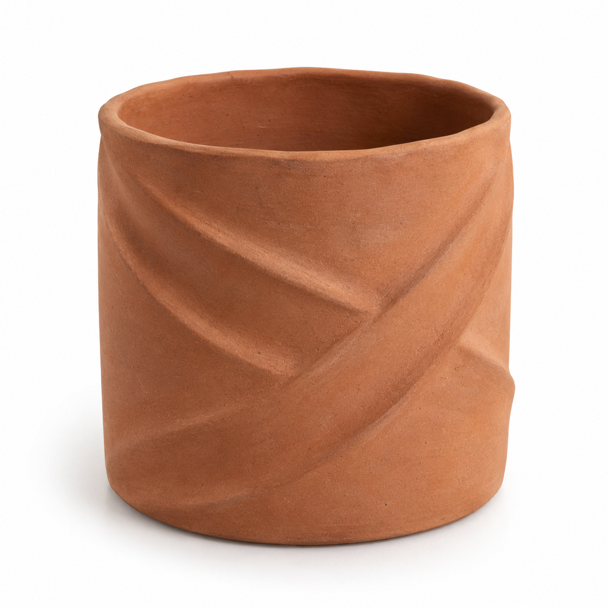 Cache-pot Plis Croisés en grès terracotta – 16 cm
