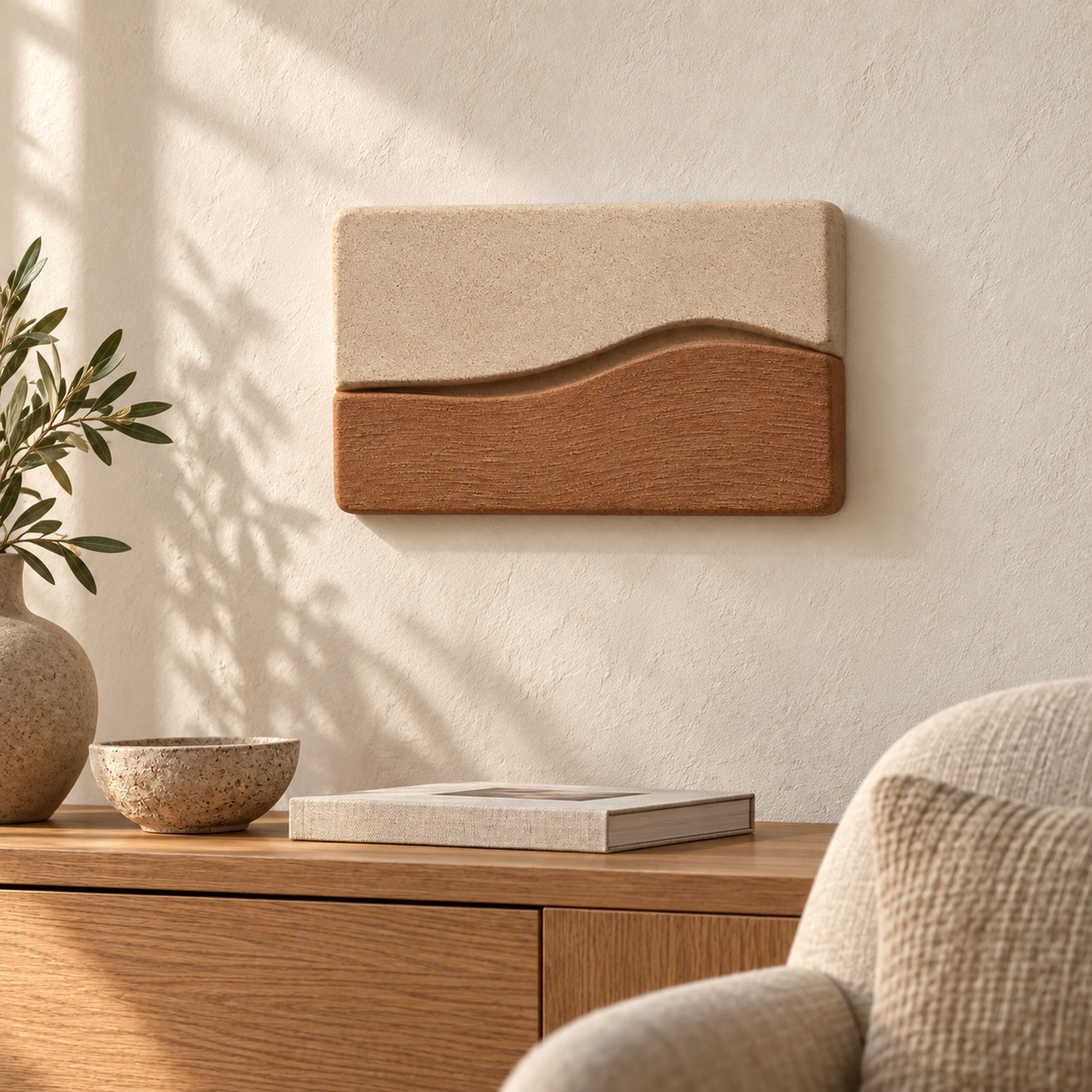 Décoration murale Horizon Creux en grès – 30 × 20 cm