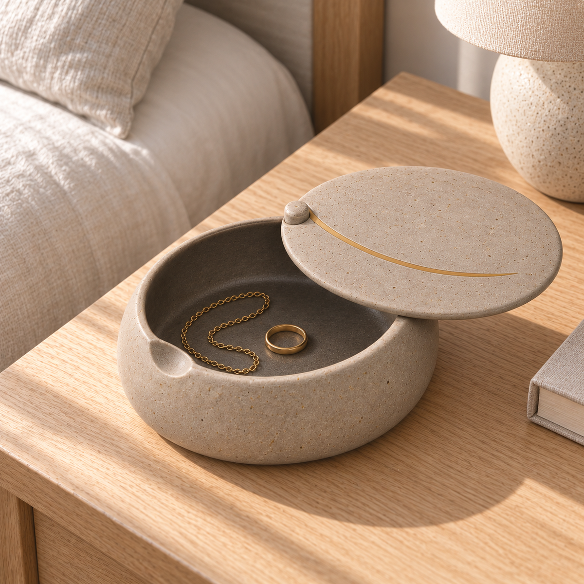 Boîte Galet à couvercle pivotant en céramique – 14 cm