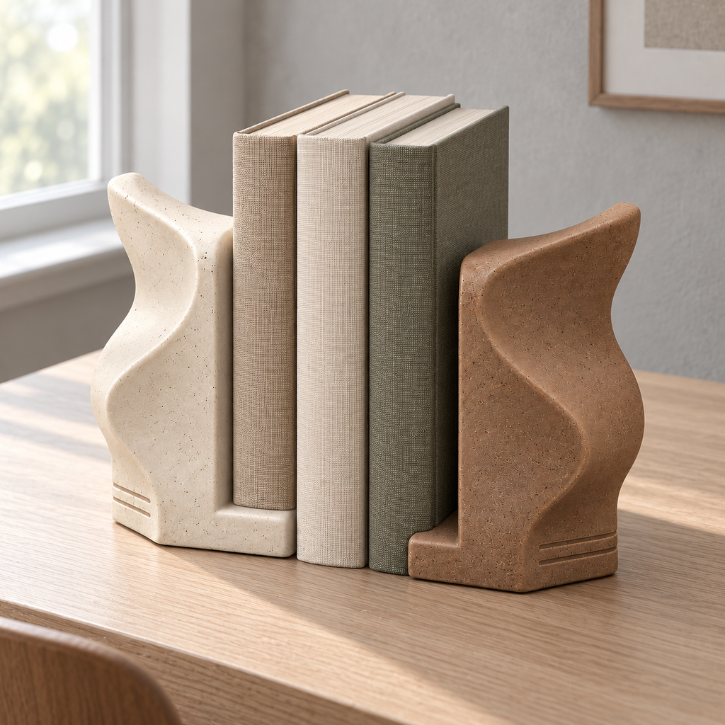 Serre-livres Angle Ondulé en céramique – Lot de 2