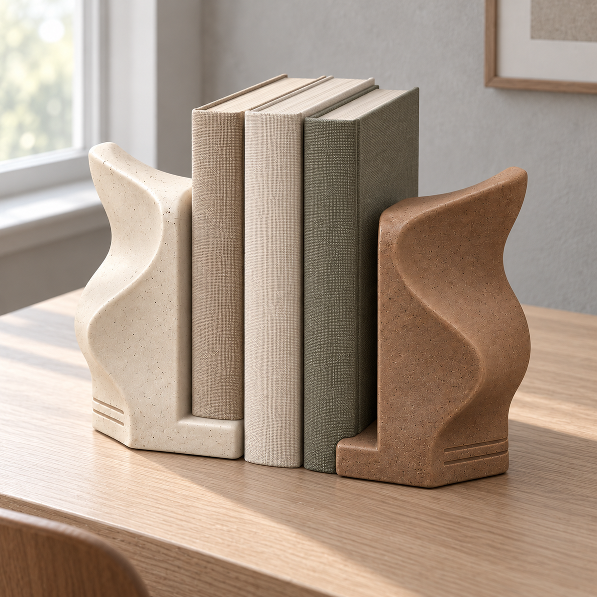 Serre-livres Angle Ondulé en céramique – Lot de 2