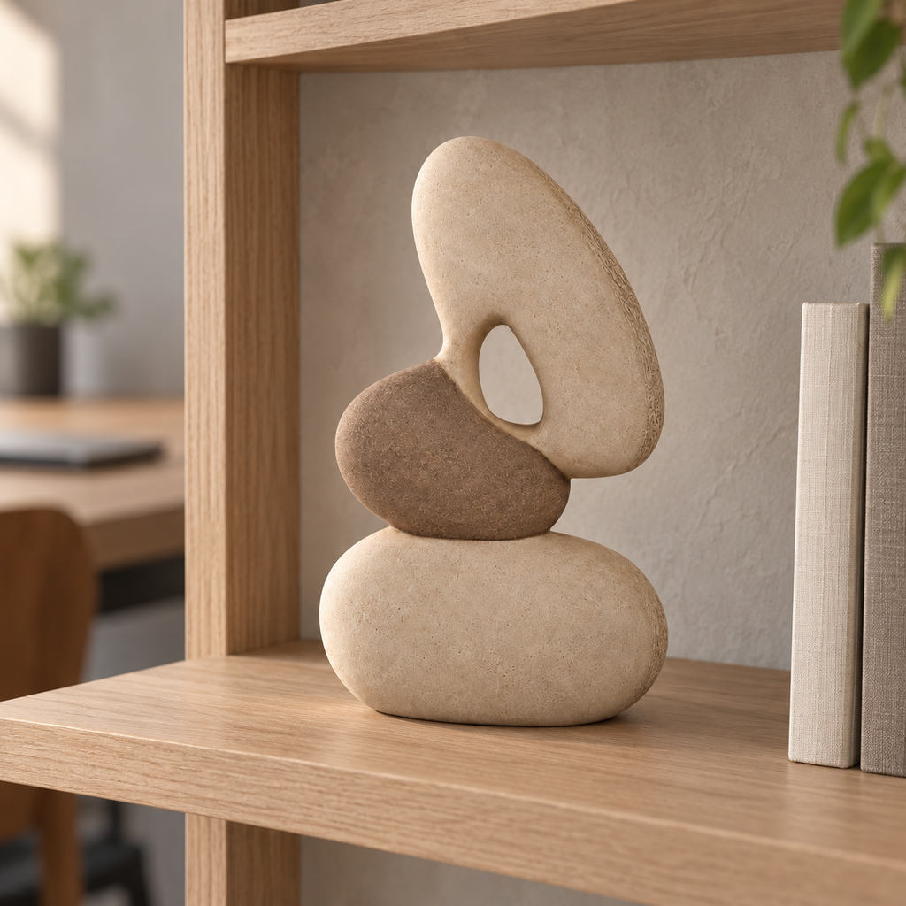 Sculpture Équilibre Trois Galets en céramique – 25 cm