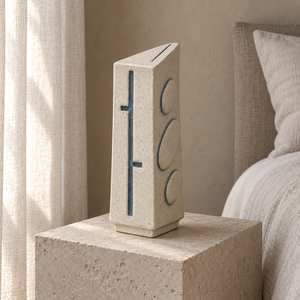 Totem décoratif Quatre Faces en céramique – 29 cm