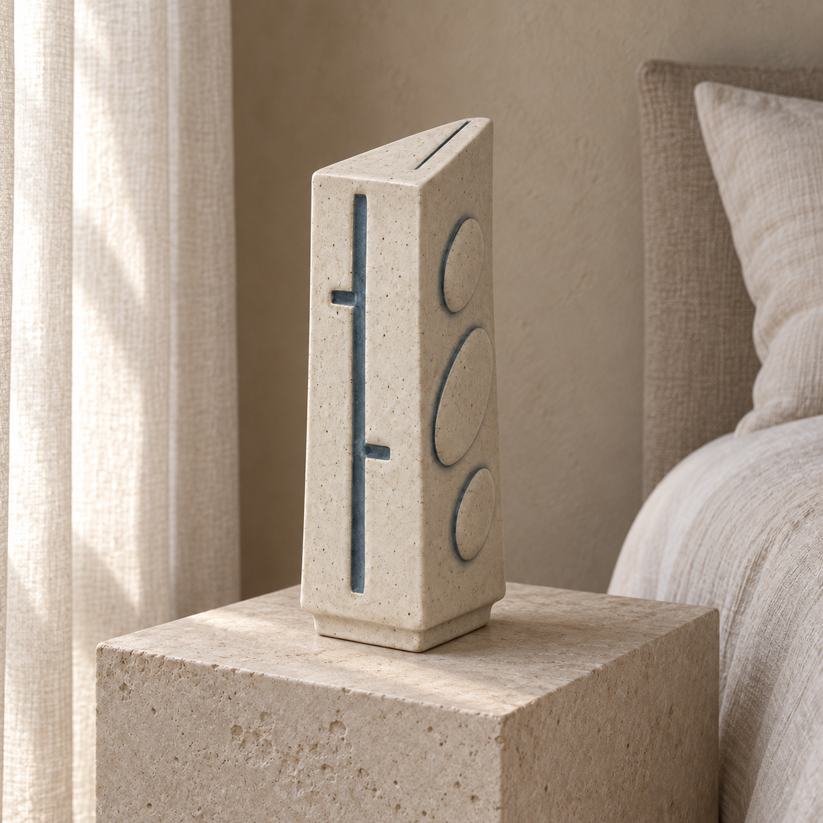 Totem décoratif Quatre Faces en céramique – 29 cm