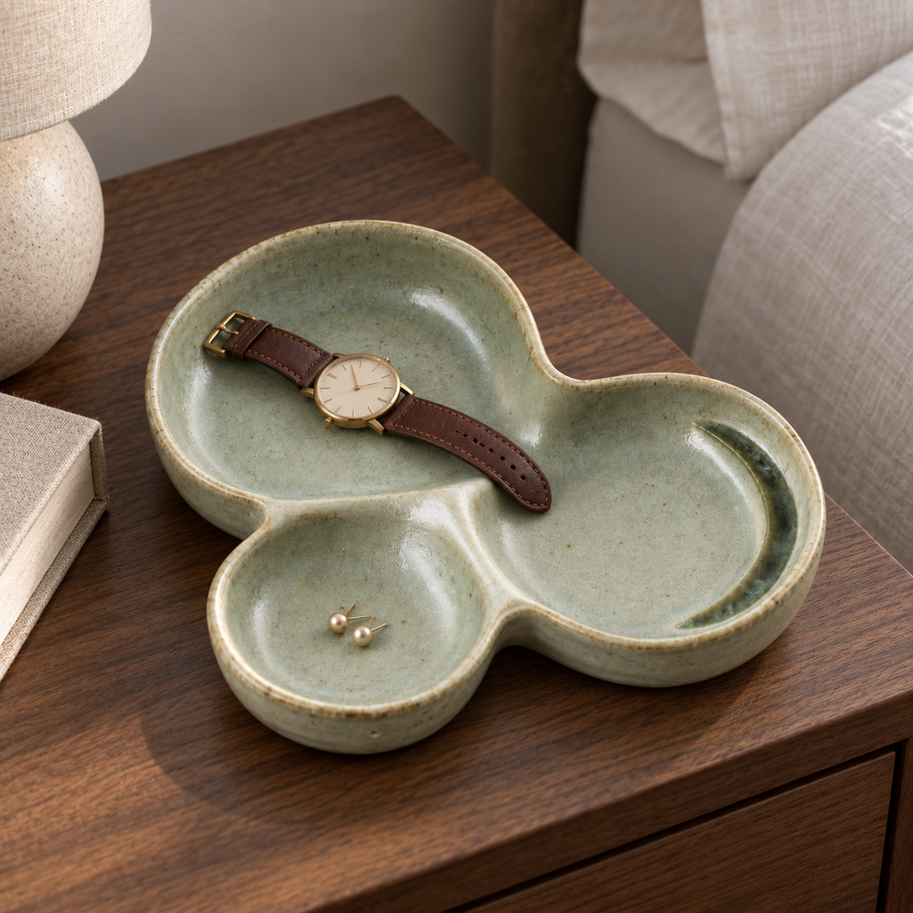 Vide-poche Trèfle Asymétrique en céramique – 19 cm