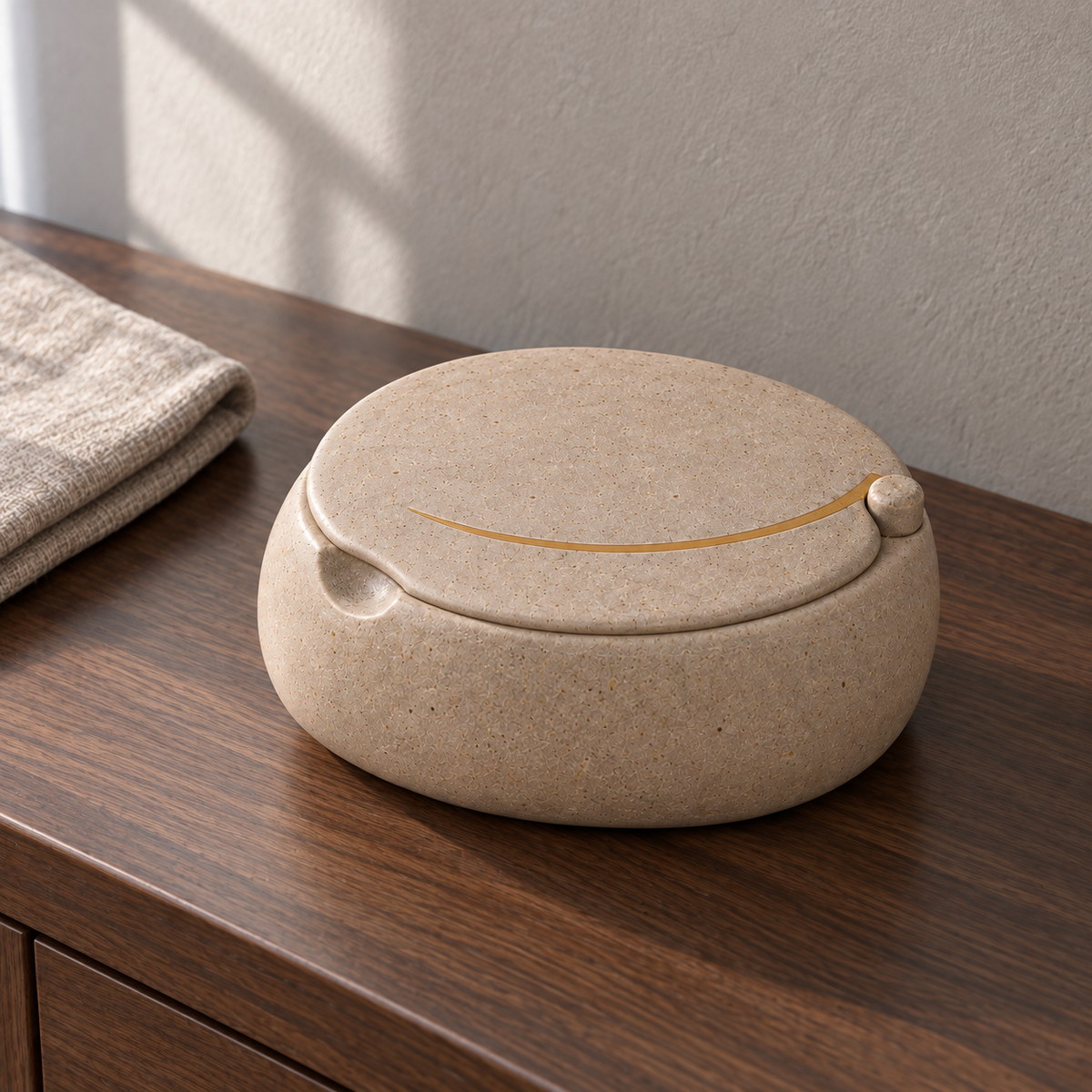 Boîte Galet à couvercle pivotant en céramique – 14 cm