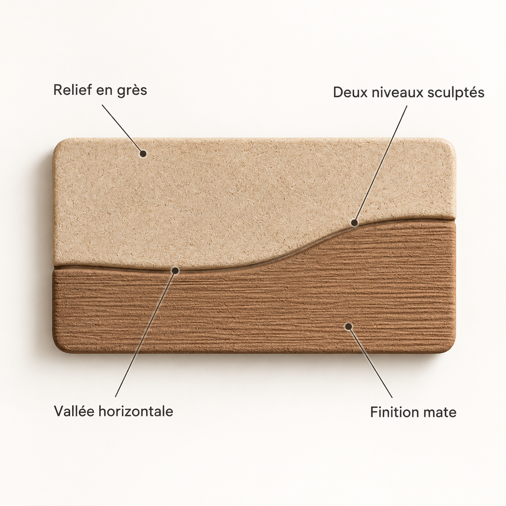 Décoration murale Horizon Creux en grès – 30 × 20 cm