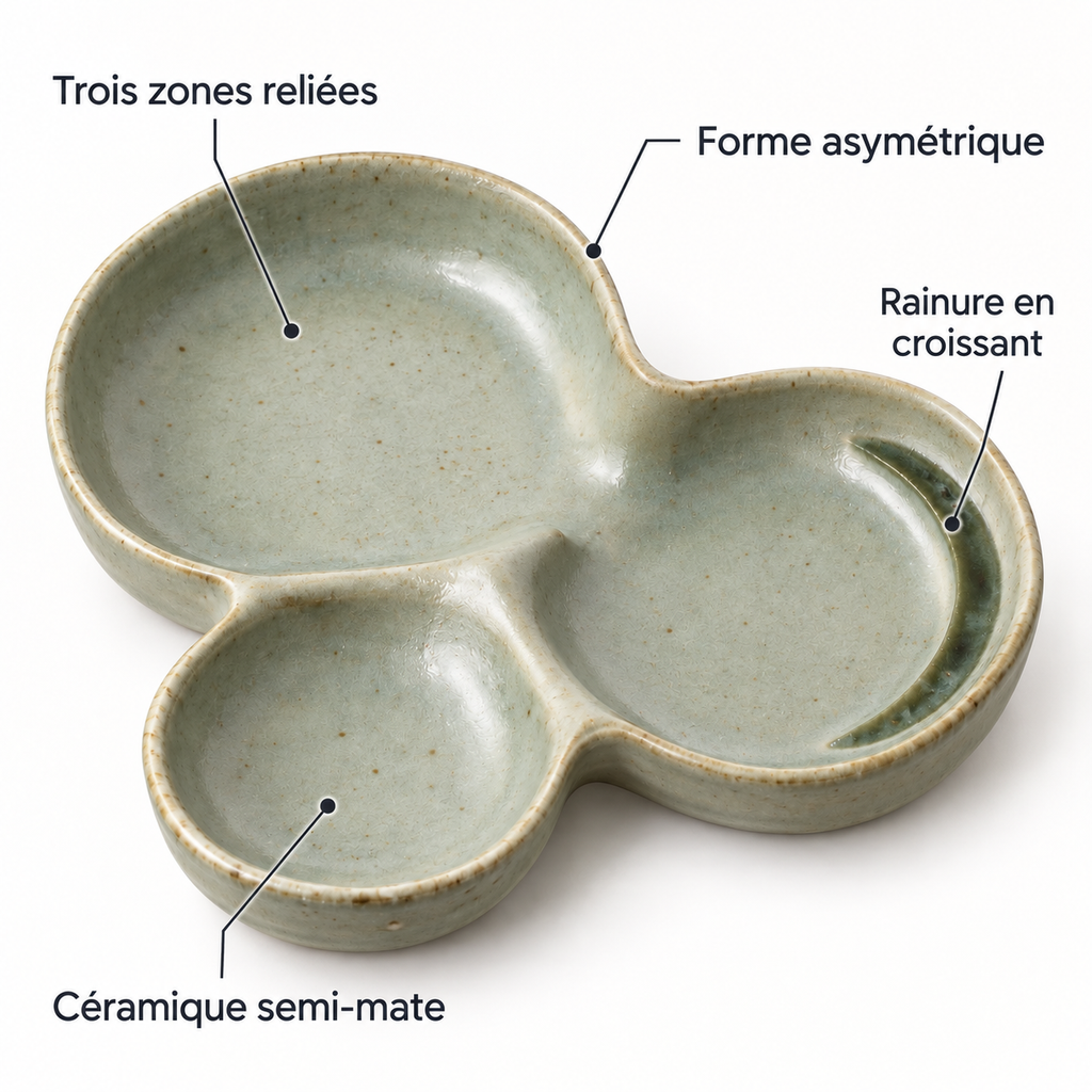 Vide-poche Trèfle Asymétrique en céramique – 19 cm