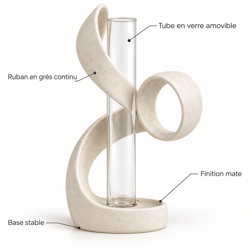 Vase Ruban avec tube en verre amovible – 28 cm