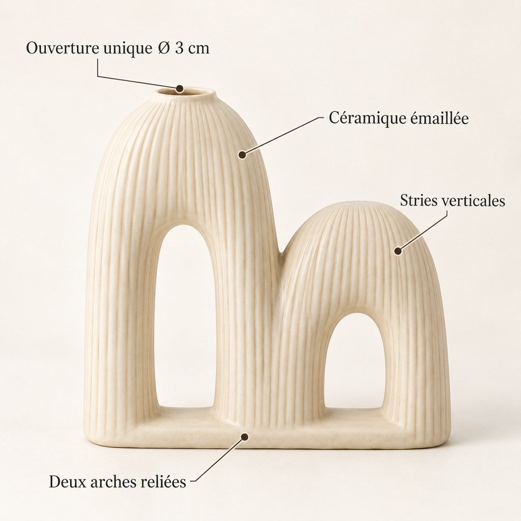 Vase décoratif Duo-Pont en céramique ivoire – 22 cm