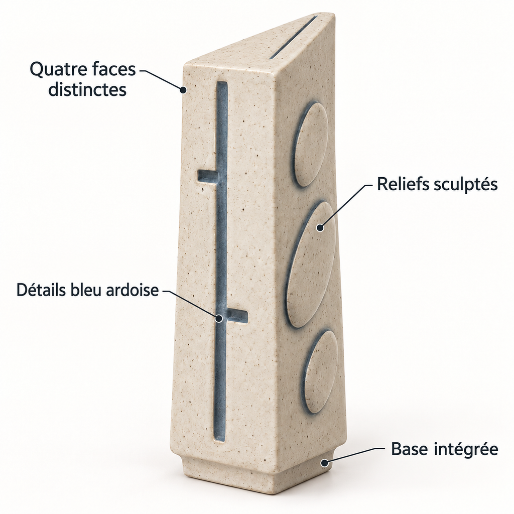 Totem décoratif Quatre Faces en céramique – 29 cm