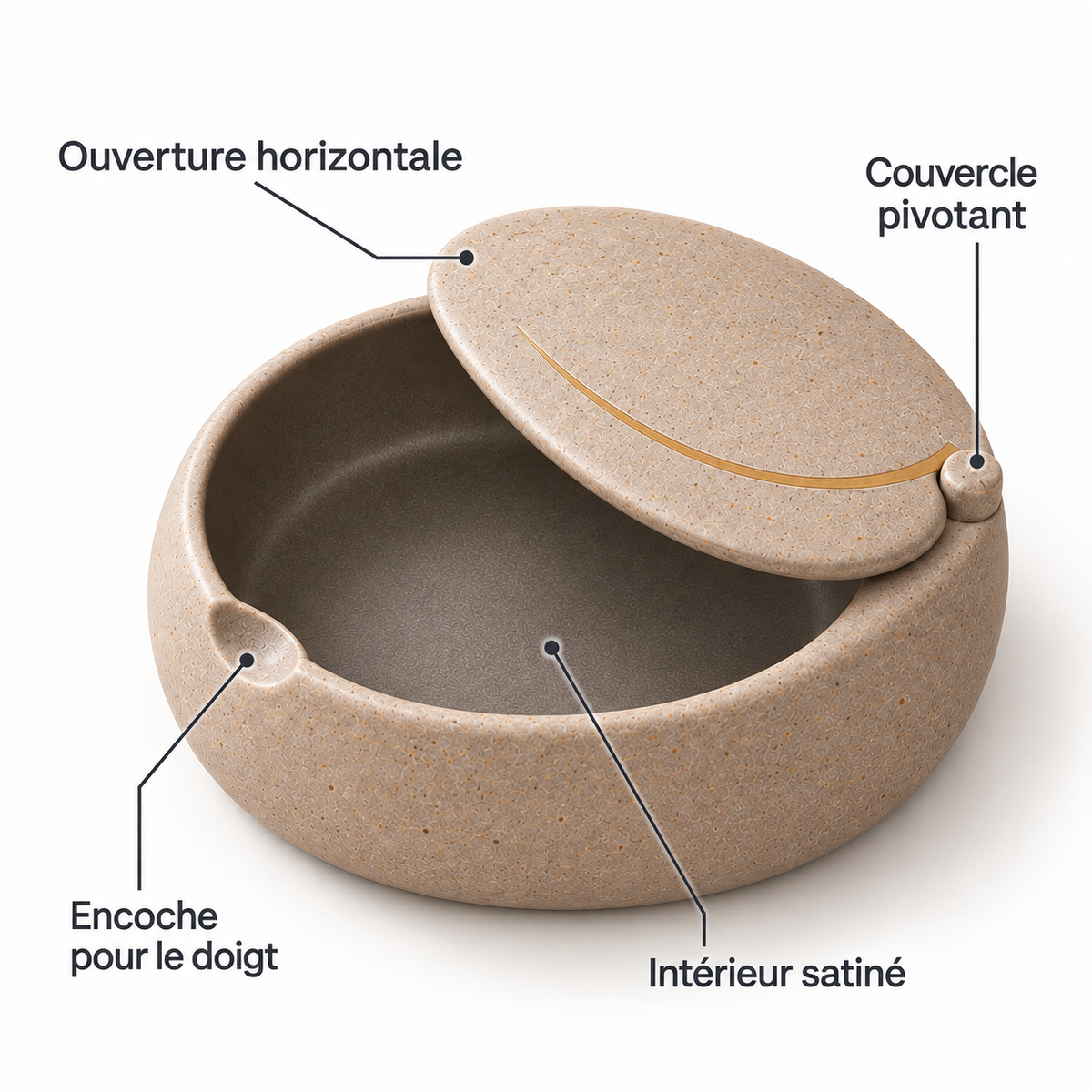 Boîte Galet à couvercle pivotant en céramique – 14 cm