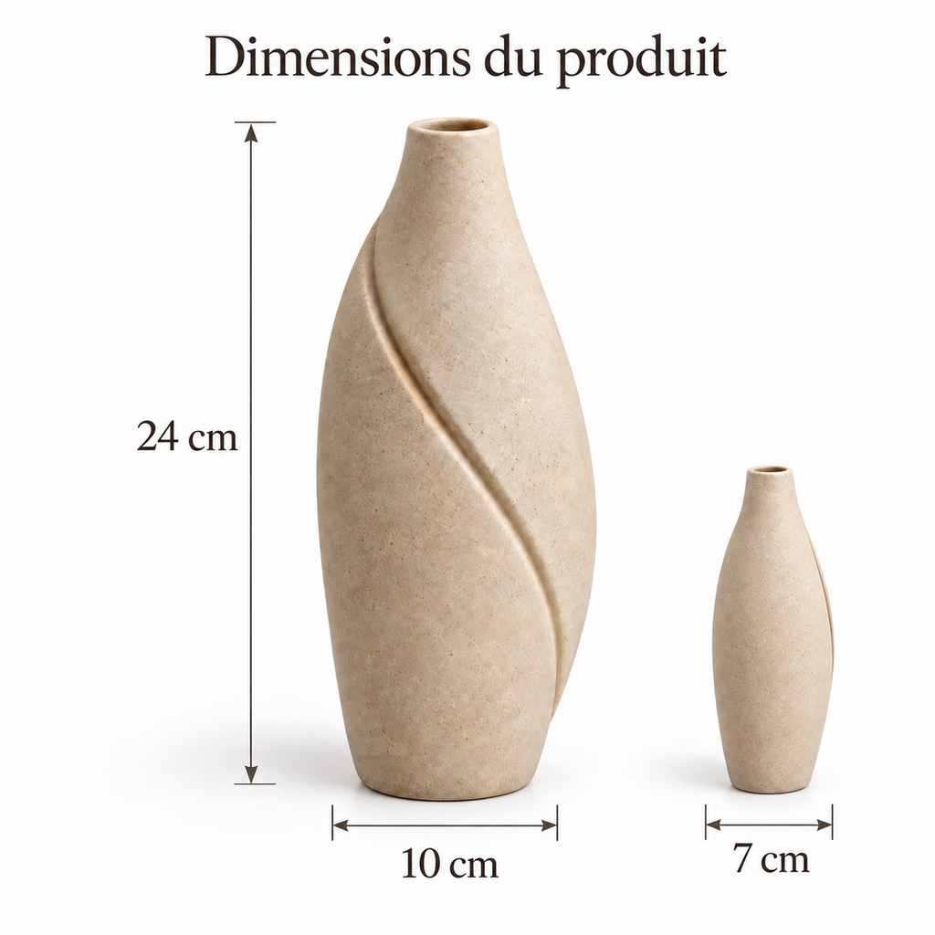 Vase soliflore Ligne Fendue en grès sable – 24 cm