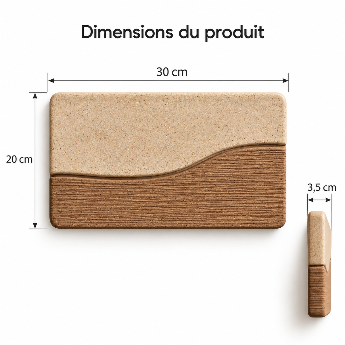 Décoration murale Horizon Creux en grès – 30 × 20 cm