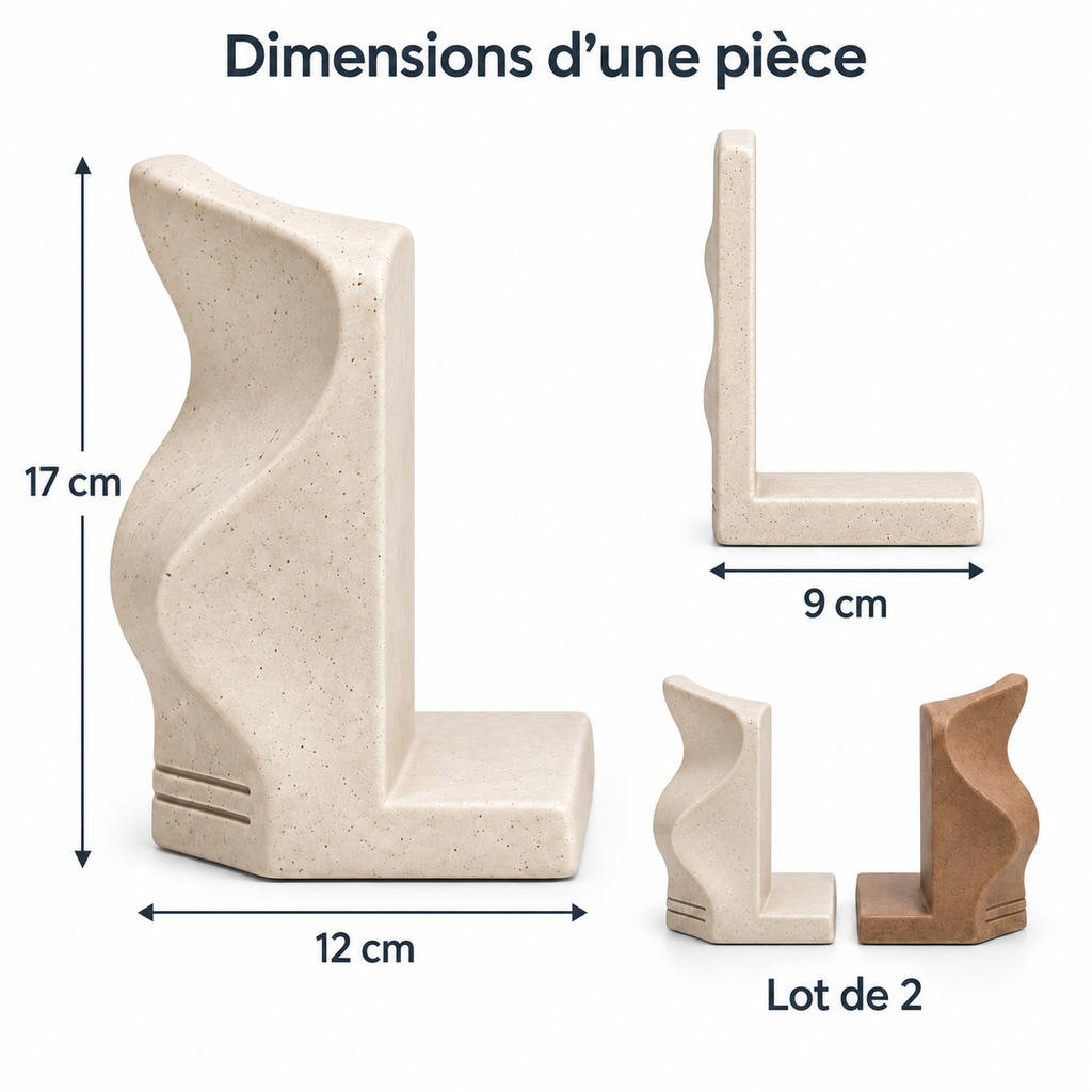 Serre-livres Angle Ondulé en céramique – Lot de 2