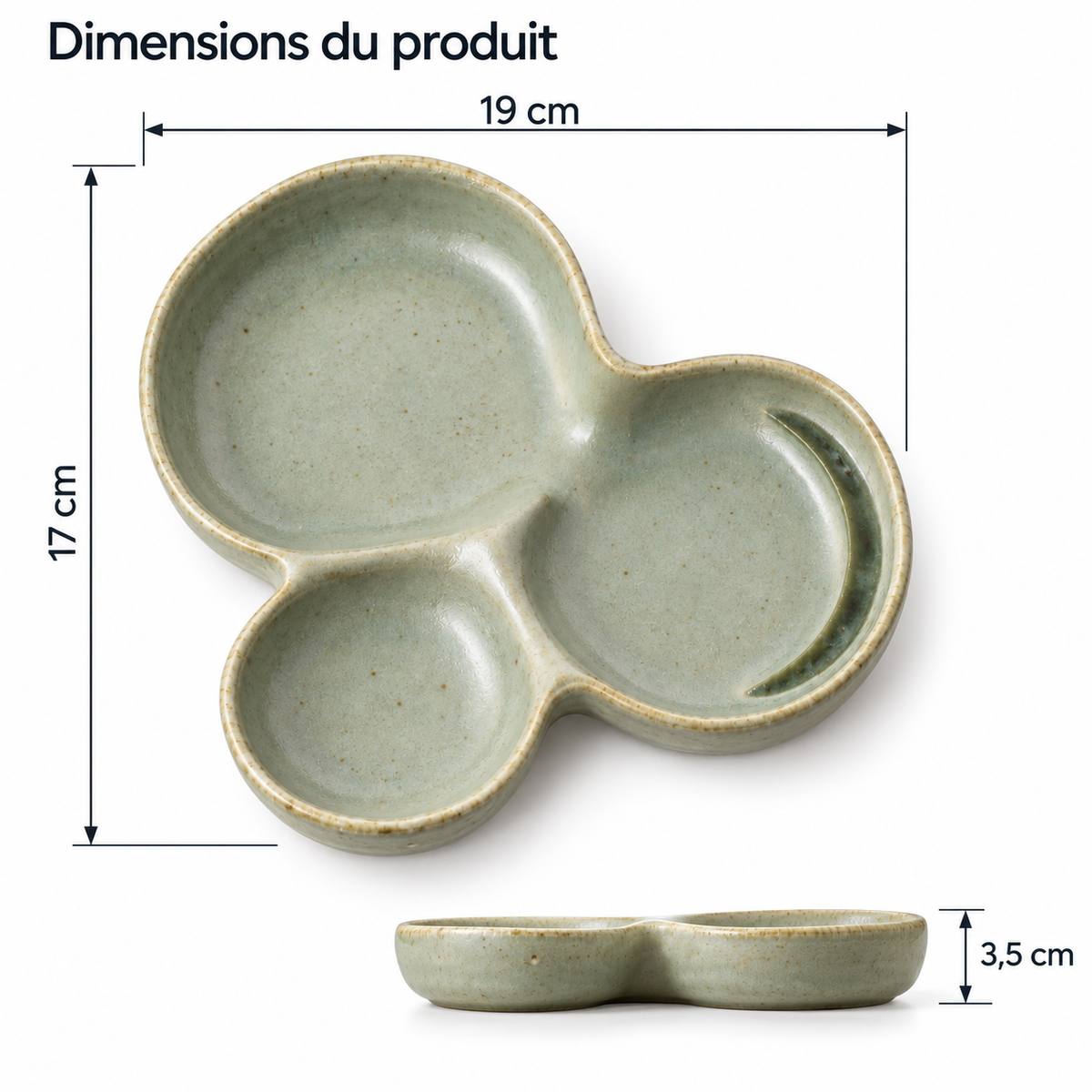 Vide-poche Trèfle Asymétrique en céramique – 19 cm
