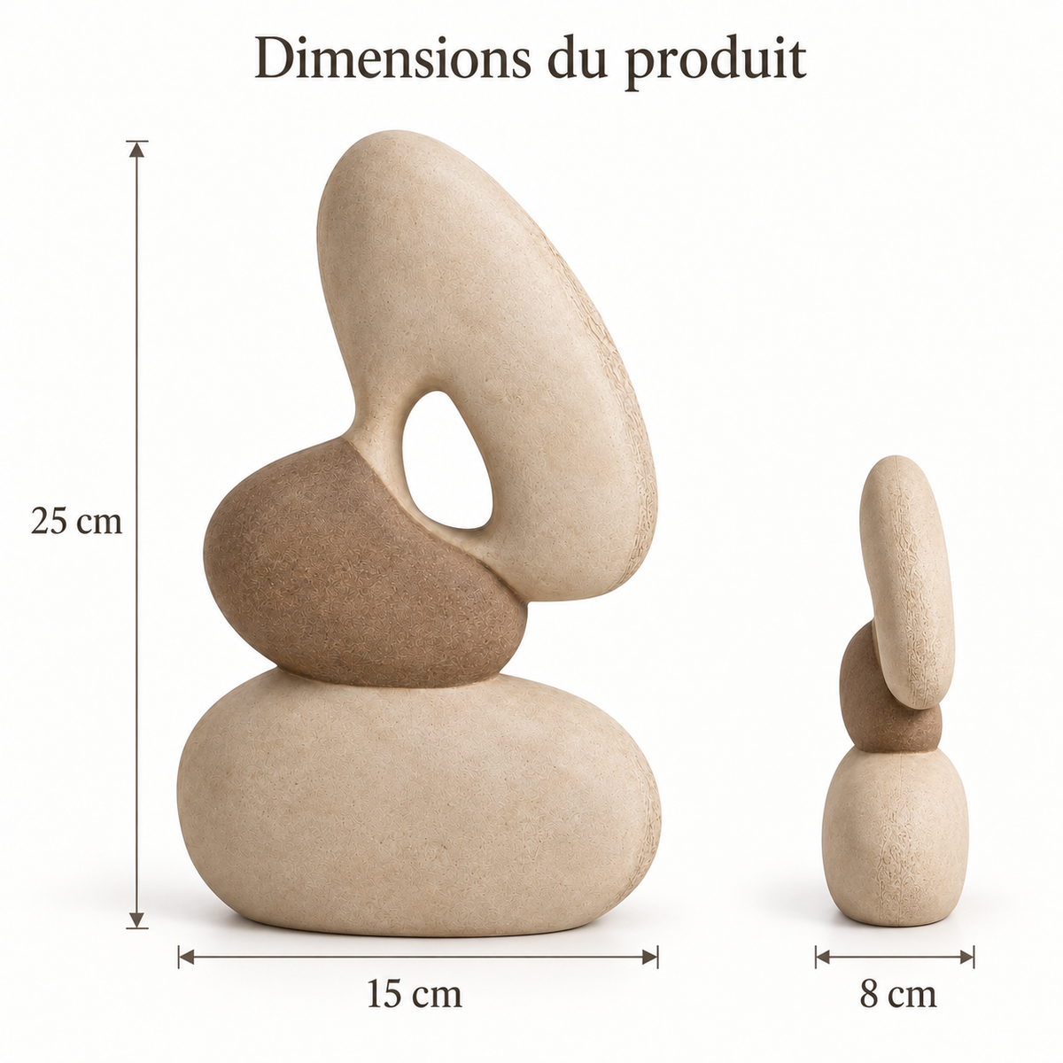 Sculpture Équilibre Trois Galets en céramique – 25 cm