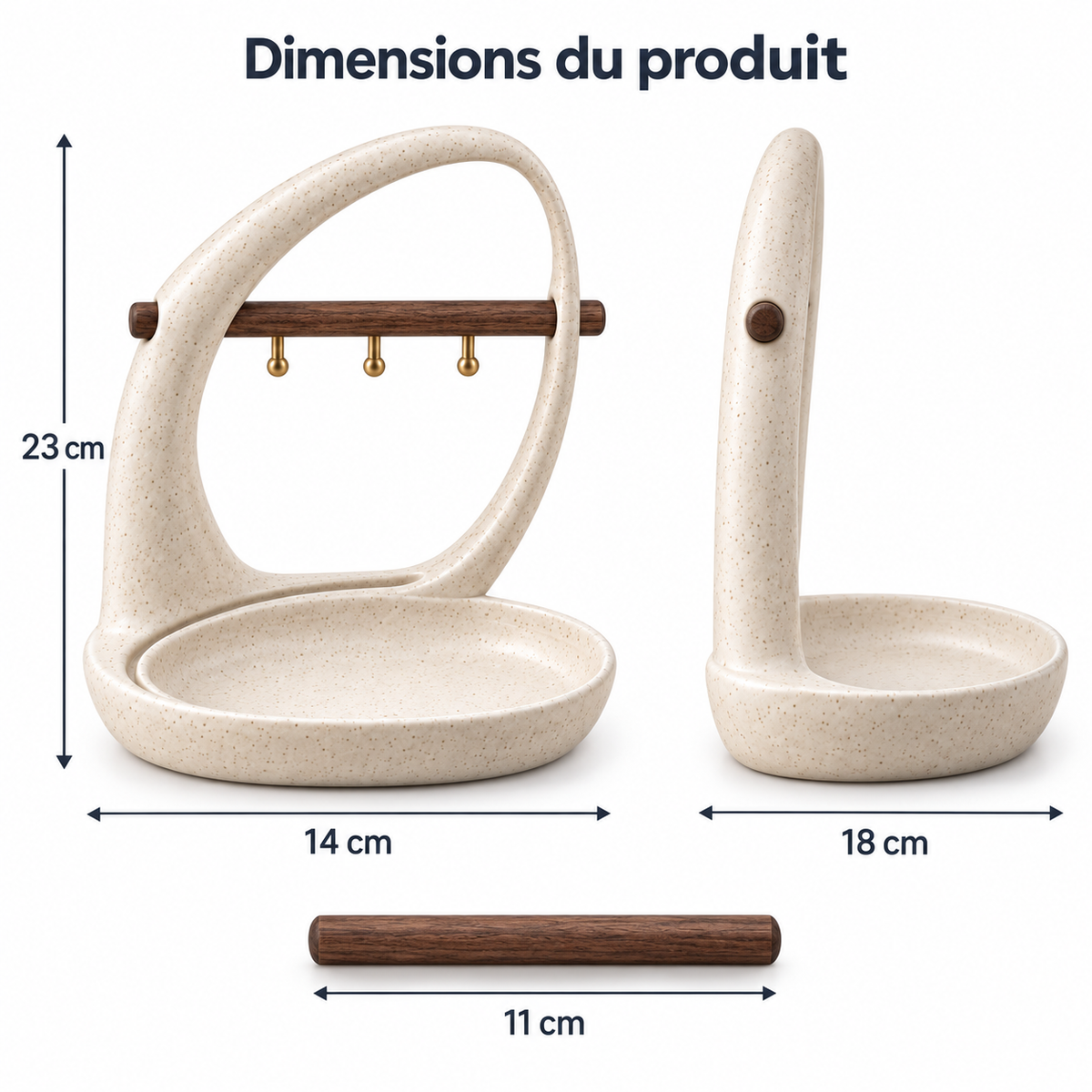 Porte-bijoux Orbite à barre amovible – 23 cm