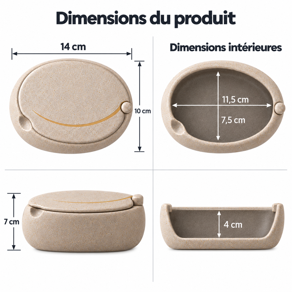 Boîte Galet à couvercle pivotant en céramique – 14 cm